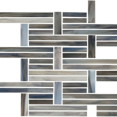Jeffrey Court Cubist Linear Basketweave 9.38" x 11.13" Glass Mosaic