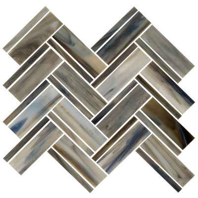 Jeffrey Court Cubist Geometric Herringbone 10.13" x 10.5" Glass Mosaic