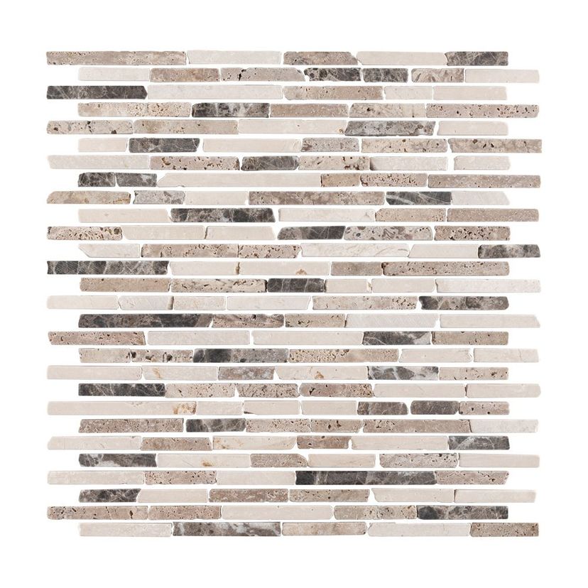 Jeffrey Court Essentials Ribbon 11.63" x 12.13" Travertine & Marble Mosaic