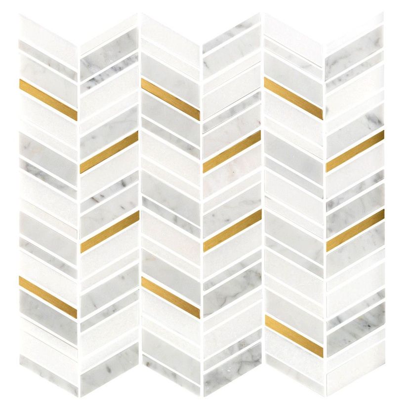 Jeffrey Court Essentials 10.5" x 10.88" Stainless Steel & Marble Mosaic
