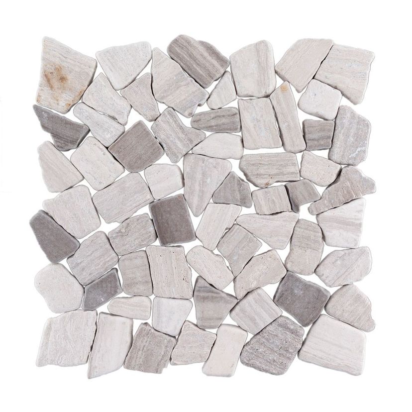 Jeffrey Court Essentials Cobble Rocks 12" x 12" Limestone Mosaic
