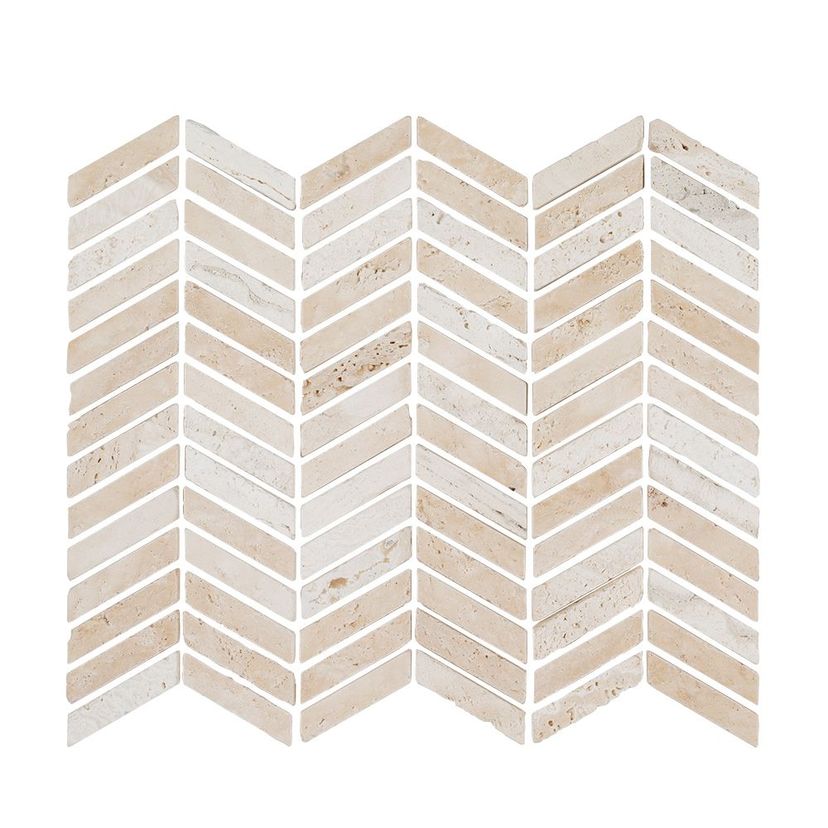 Jeffrey Court Arroyo Chevron 11.88" x 14.38" Travertine Mosaic