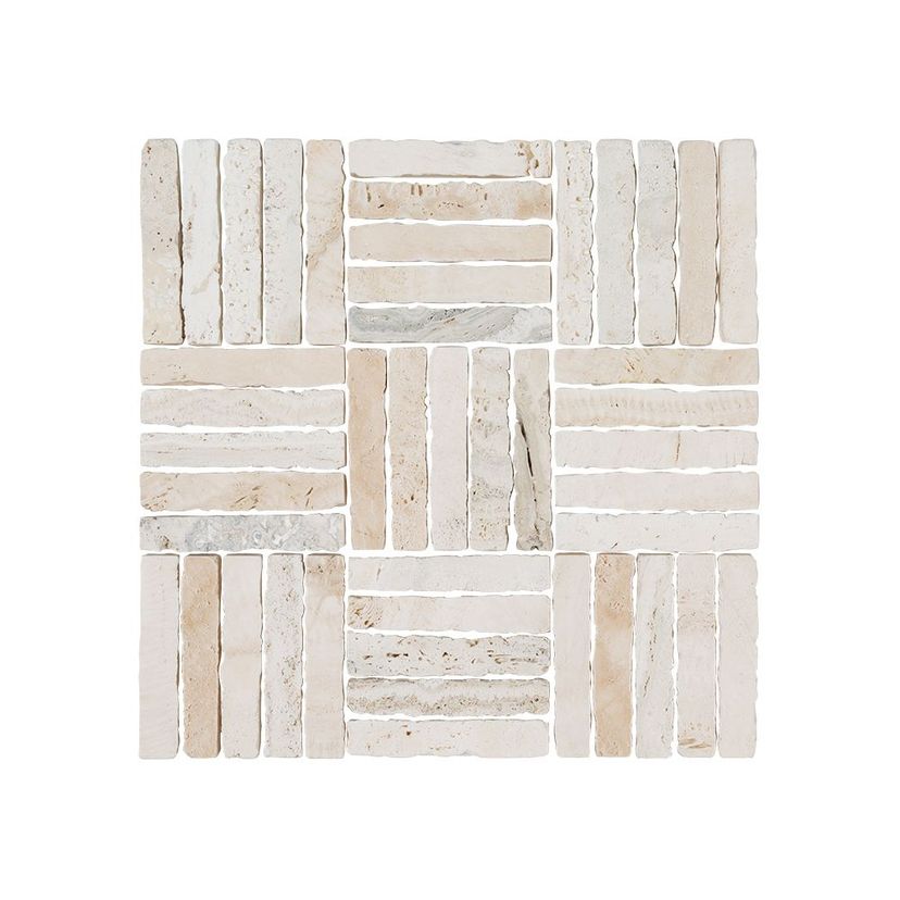 Jeffrey Court Arroyo Parquet 12" x 12" Travertine Mosaic