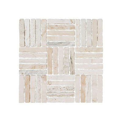 Jeffrey Court Arroyo Parquet 12" x 12" Travertine Mosaic