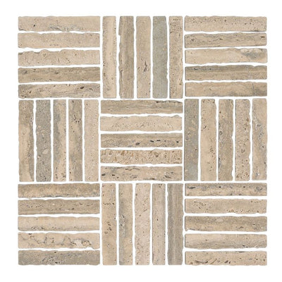 Jeffrey Court Arroyo Parquet 12" x 12" Travertine Mosaic