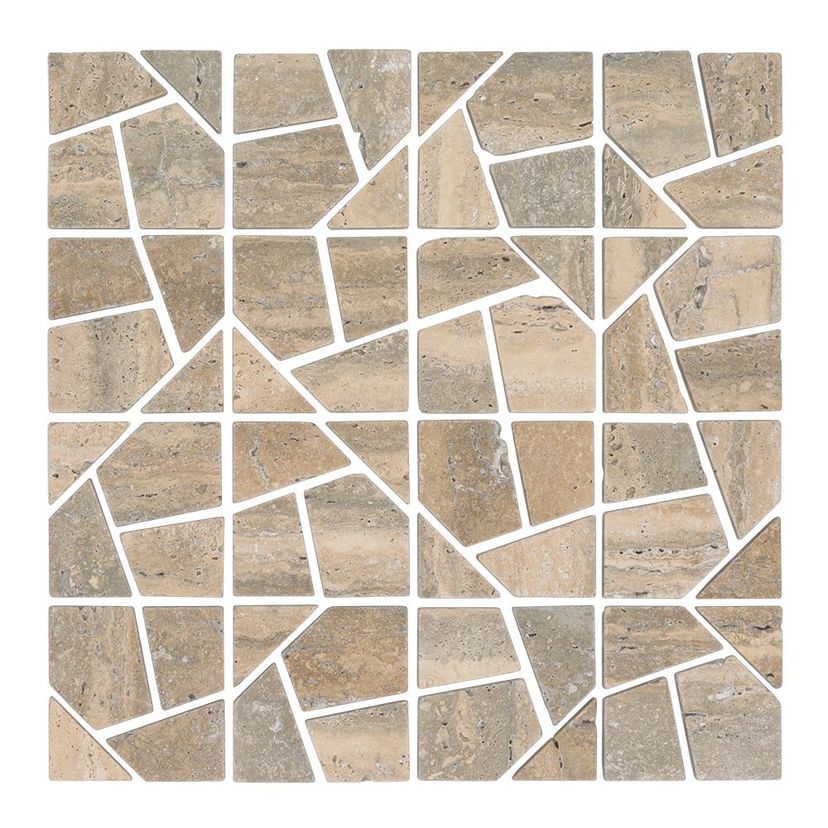Jeffrey Court Arroyo Terrain 12.38" x 12.38" Travertine Mosaic