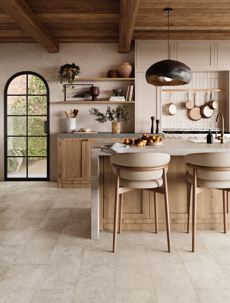 Mannington Adura Flex Rectangle Fresco 12" x 24" Vinyl Tile Dry Plaster