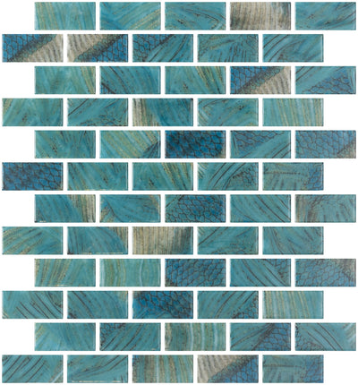 Emser Waterlace 1 x 2 10" x 12" Glass Mosaic