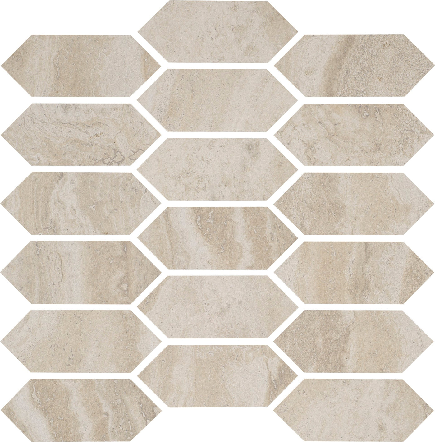 Portobello America Roccia Di Roma 2 x 5 Picket 12" x 12" Porcelain Mosaic