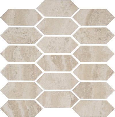 Portobello America Roccia Di Roma 2 x 5 Picket 12" x 12" Porcelain Mosaic