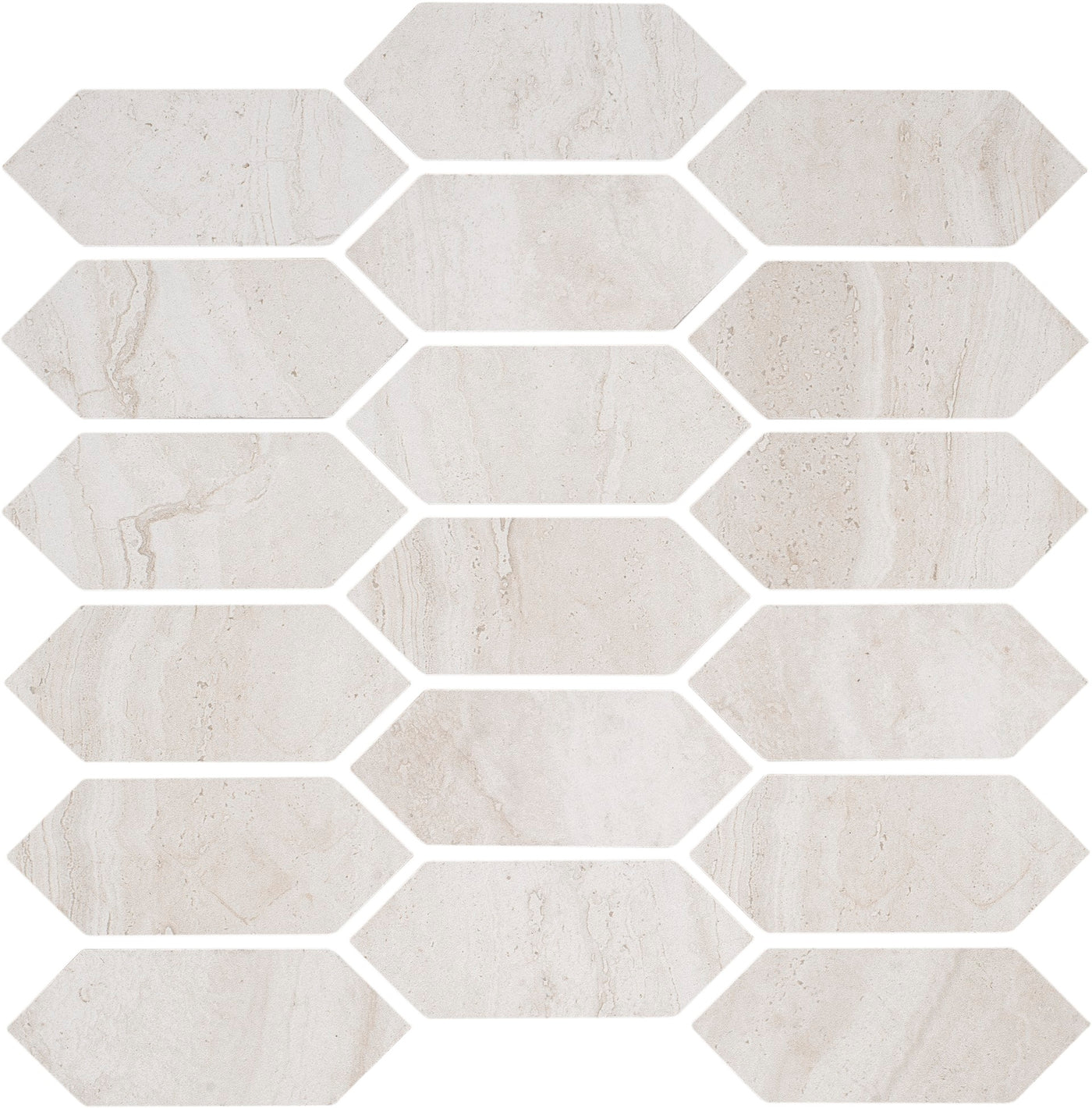 Portobello America Roccia Di Roma 2 x 5 Picket 12" x 12" Porcelain Mosaic