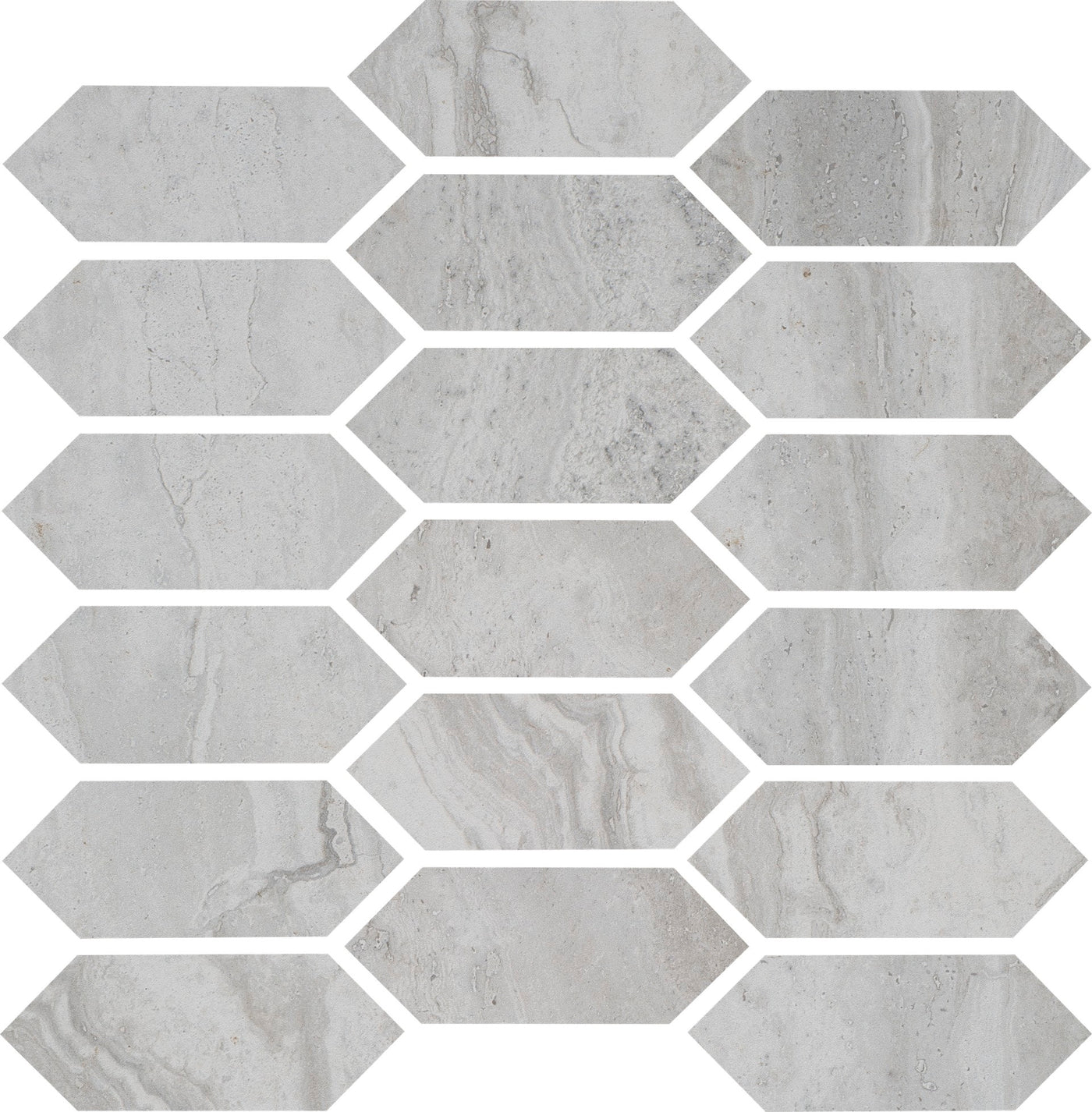 Portobello America Roccia Di Roma 2 x 5 Picket 12" x 12" Porcelain Mosaic