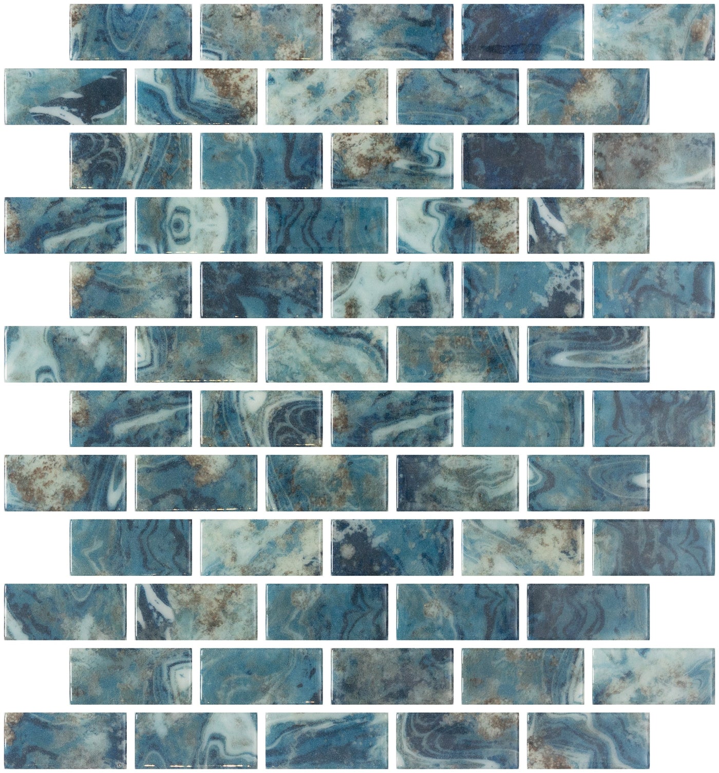 Emser Waterlace 1 x 2 10" x 12" Glass Mosaic