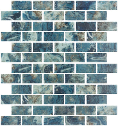 Emser Waterlace 1 x 2 10" x 12" Glass Mosaic