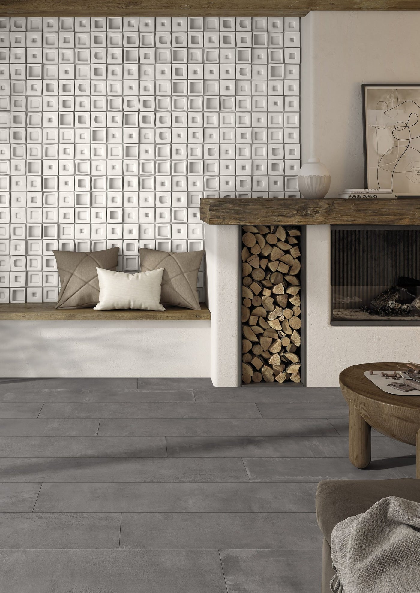 Portobello America Creta Deco 8" x 8" Natural Cement Tile