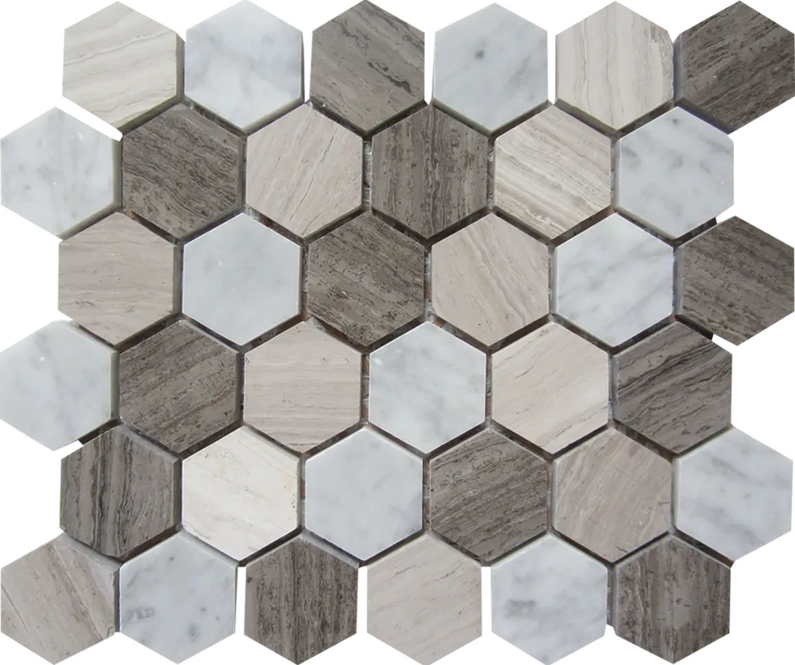 Aspire Stone Marble Blend 2" Hexagon 12" x 12" Marble Mosaic