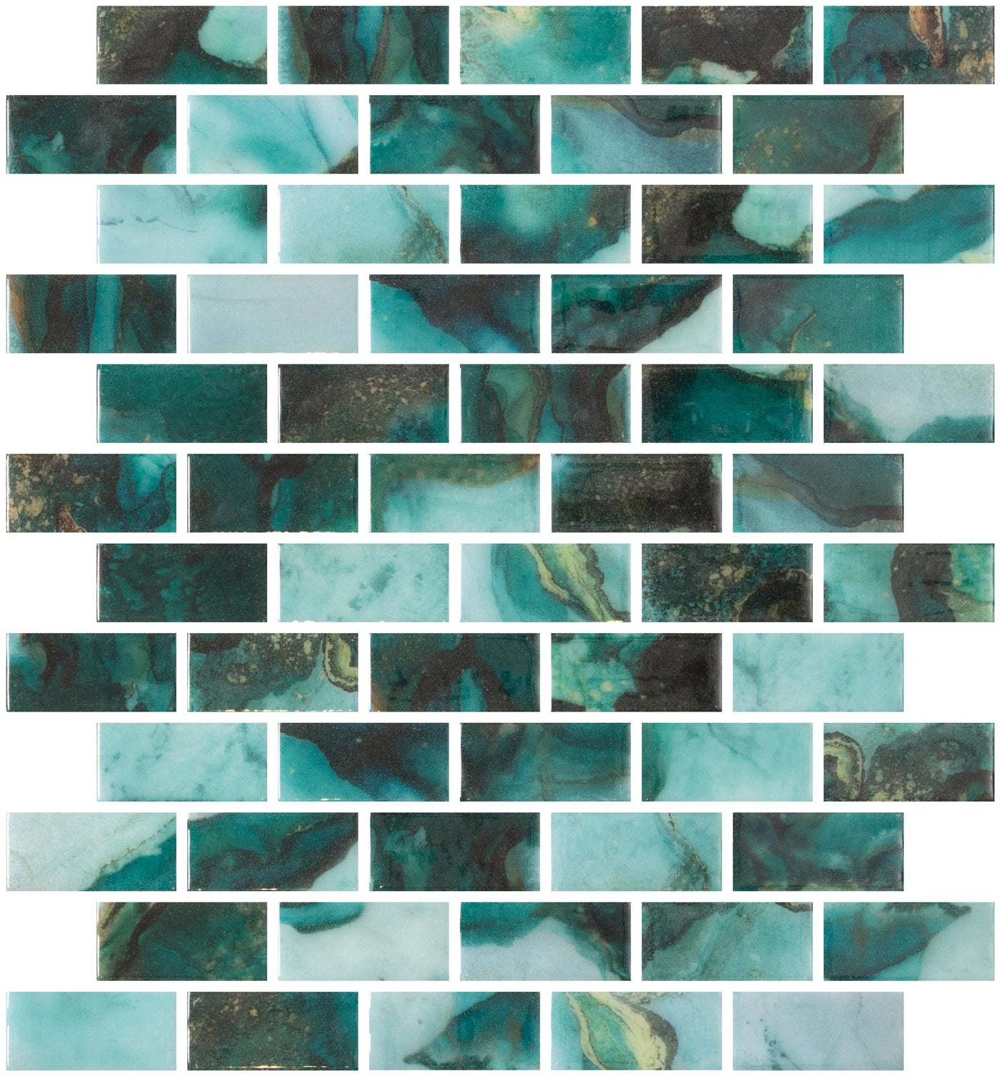 Emser Waterlace 1 x 2 10" x 12" Glass Mosaic