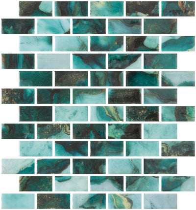 Emser Waterlace 1 x 2 10" x 12" Glass Mosaic