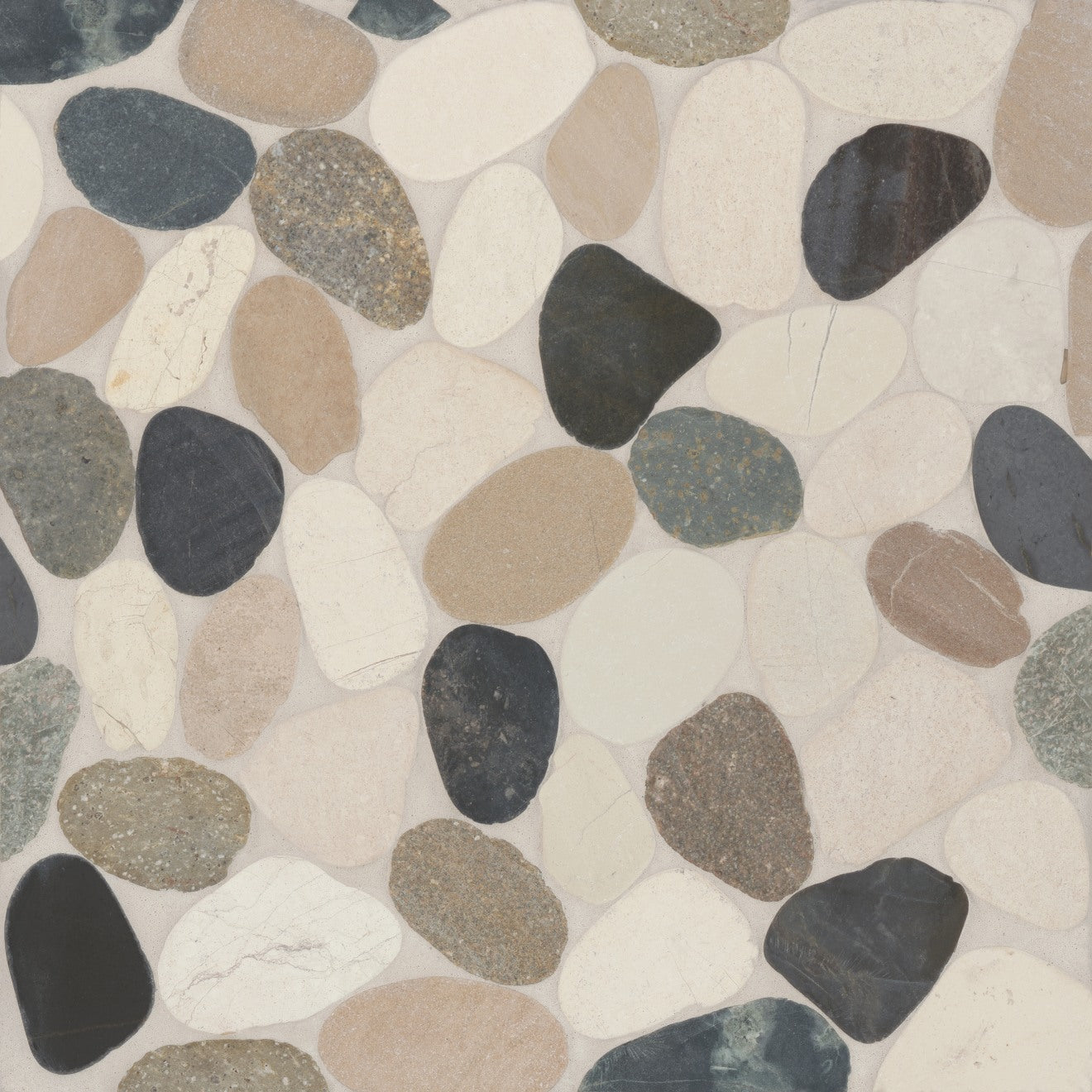 Bedrosians Waterbrook Sliced Pebble 12" x 12" Stone Mosaic