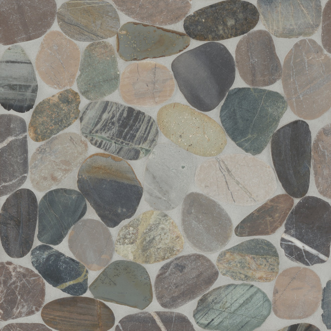 Bedrosians Waterbrook Sliced Pebble 12" x 12" Stone Mosaic