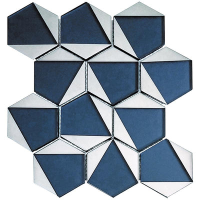 MIR Mosaic Monaco Hexagon 3 x 3 9" x 10.5" Glass Mosaic