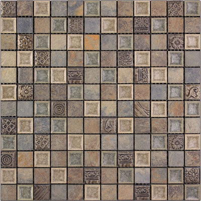 MIR Mosaic Inka 1 x 1 11.7" x 11.7" Natural Stone, Resin & Ceramic Mosaic