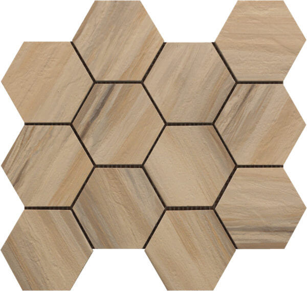 Happy Floors Paint Stone Hexagon 12" x 13" Porcelain Mosaic