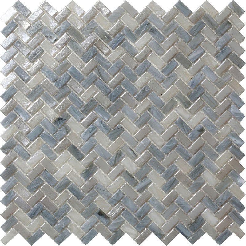 MIR Mosaic Glamour Herringbone 0.4 x 0.9 11.8" x 11.9" Glass Mosaic
