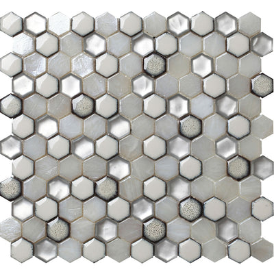 MIR Mosaic Glamour Hexagon 1 x 1 10.8" x 11.5" Glass & Ceramic Mosaic