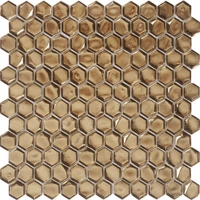 MIR Mosaic Glamour Hexagon 1 x 1 10.8" x 11.5" Glass Mosaic
