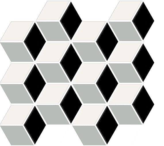 American Olean Color Story Mosaic Cube 2 x 3 12" x 13" White | Black | Balance | Matte Ceramic Mosaic