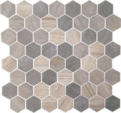 American Olean Crosswood 1.5 Hexagon 11" x 12" Glass Mosaic