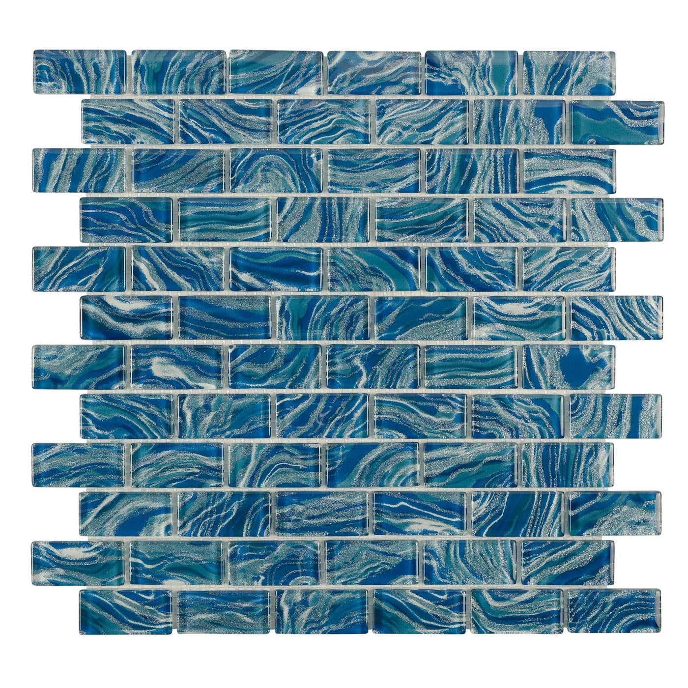 Anthology Oceanique High Tide 1 x 2 12" x 12" Glass Mosaic