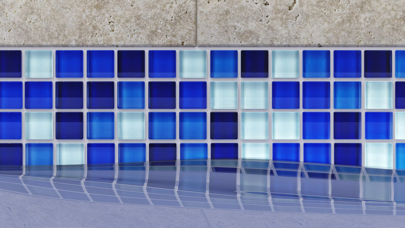 Anthology Splash 1 x 1 6MM 12" x 12" Glass Mosaic Atlantic Ocean