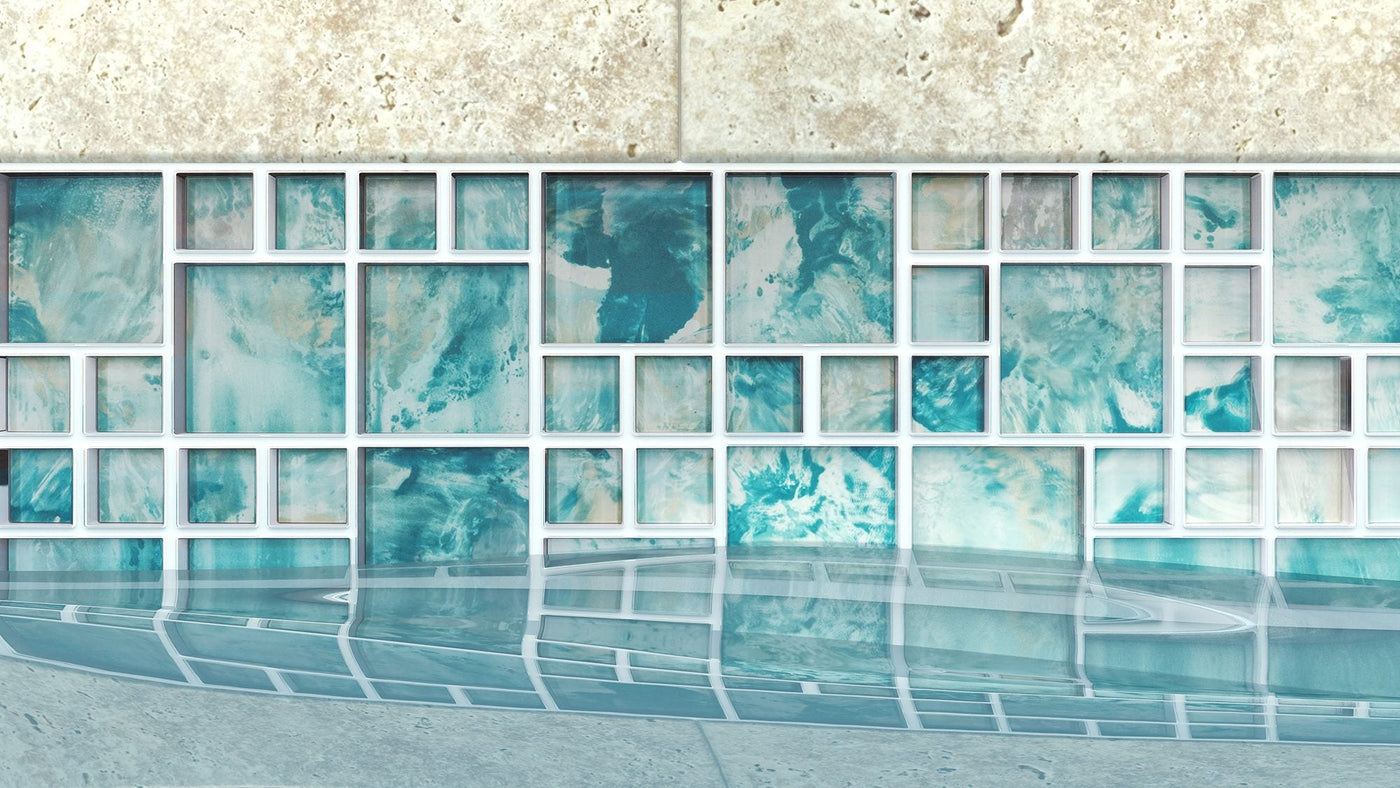 Anthology Splash 8MM 12" x 12" Glass Mosaic Island Turquoise