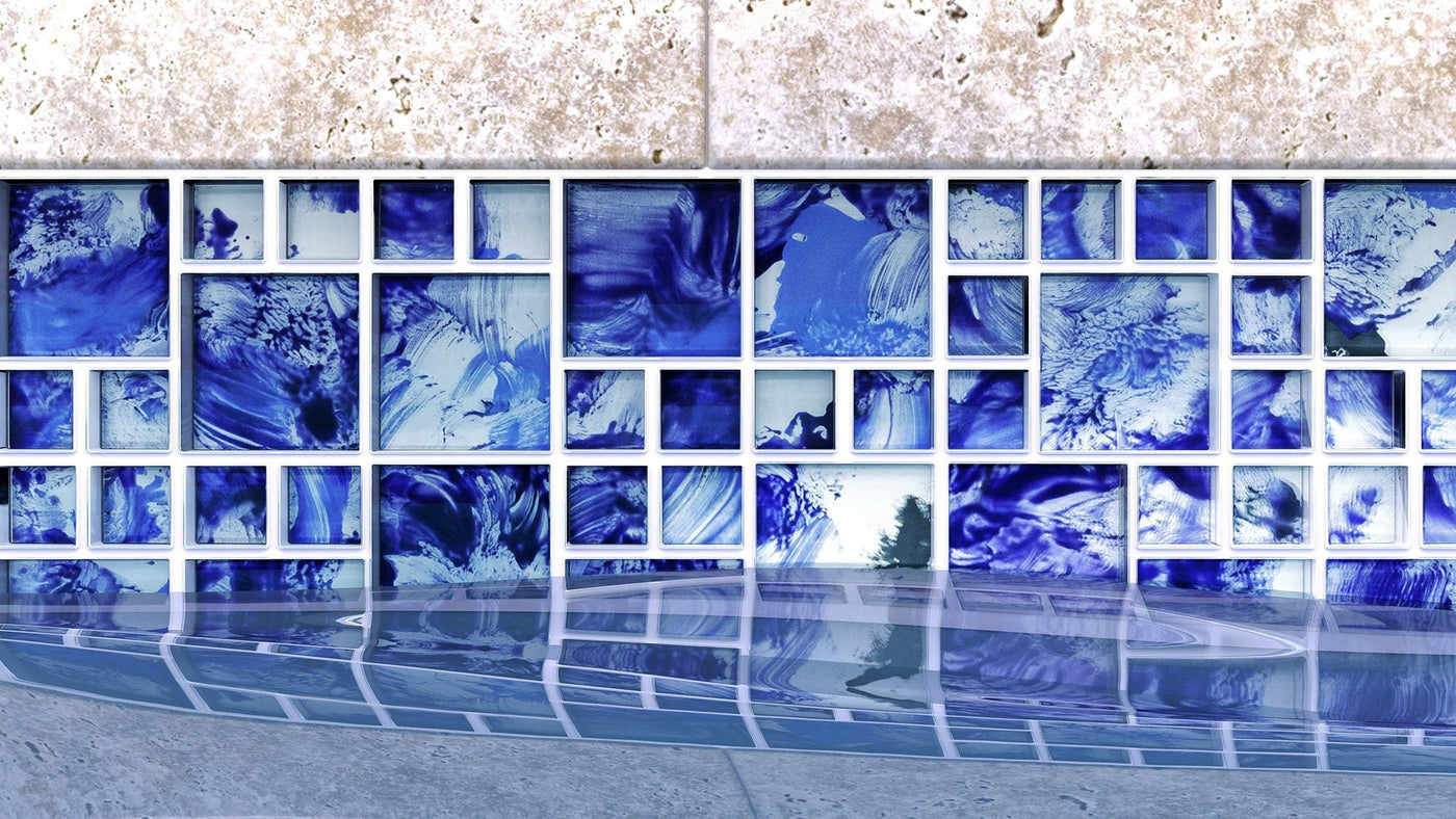 Anthology Splash 8MM 12" x 12" Glass Mosaic Island Blue