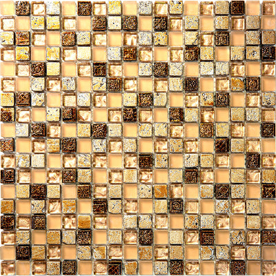 MIR Mosaic Inka Mini 0.6 x 0.6 11.7" x 11.7" Glass, Resin & Natural Stone Mosaic