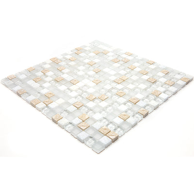 MIR Mosaic Inka Mini 0.6 x 0.6 11.7" x 11.7" Glass, Resin & Natural Stone Mosaic