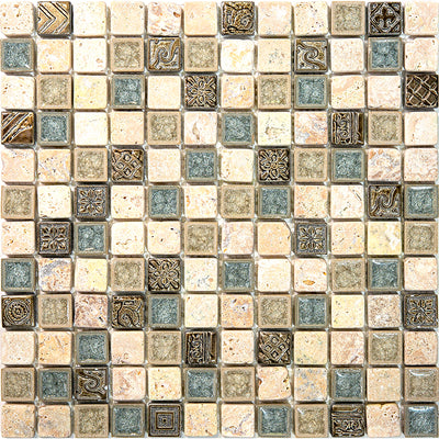 MIR Mosaic Inka 1 x 1 11.7" x 11.7" Natural Stone, Resin & Ceramic Mosaic