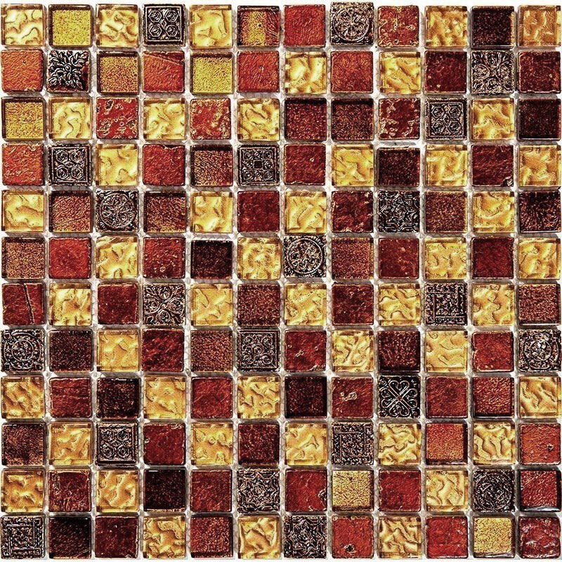 MIR Mosaic Inka 1 x 1 11.7" x 11.7" Glass, Resin & Natural Stone Mosaic