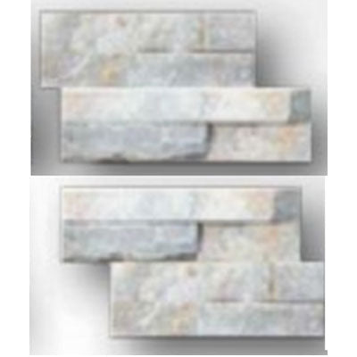 Bati Orient Angle Wall Cladding 4" x 8" Grey | Beige Natural Stone Mosaic