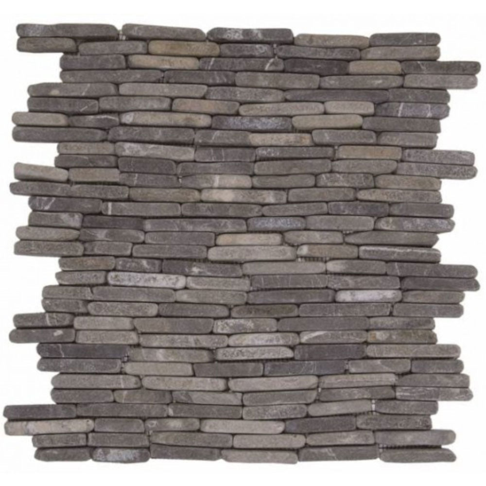 Bati Orient Marble Stacked Brick 11.60" x 11.60" Grey Natural Stone Mosaic