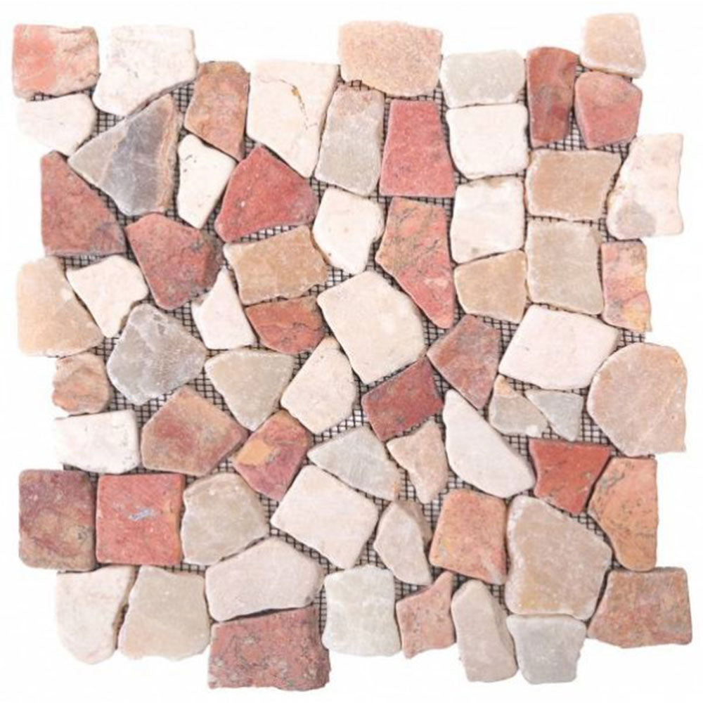 Bati Orient Opus Mosaic 12" x 12" White Red Natural Stone Mosaic