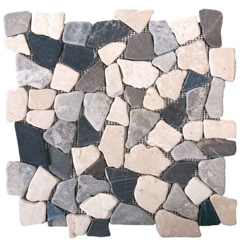 Bati Orient Opus Mosaic 12" x 12" White Grey Black Natural Stone Mosaic
