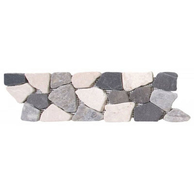 Bati Orient Opus Mosaic 4" x 12" White Grey Black Natural Stone Mosaic