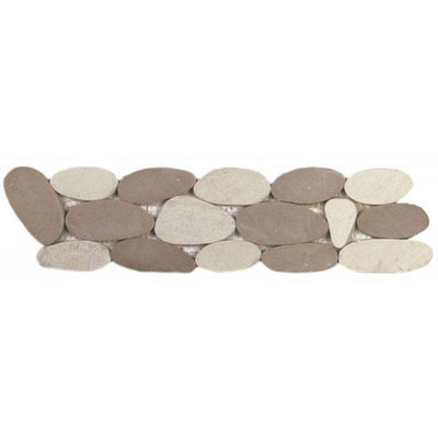 Bati Orient Pebbles 4" x 12" White | Beige Natural Stone Border