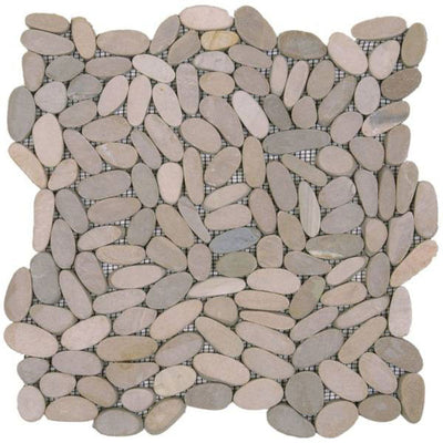 Bati Orient Pebbles Sliced Matte 12" x 12" Beige Matte Natural Stone Mosaic