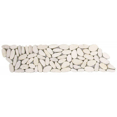 Bati Orient Pebbles Sliced Matte 4" x 12" White Natural Stone Mosaic
