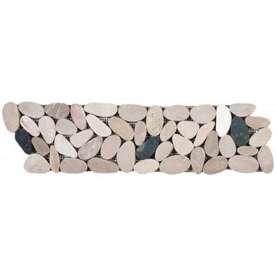 Bati Orient Pebbles Sliced Matte 4" x 12" White Pink Beige Black Natural Stone Mosaic