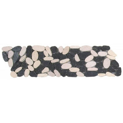 Bati Orient Pebbles Sliced Matte 4" x 12" White Black Natural Stone Mosaic